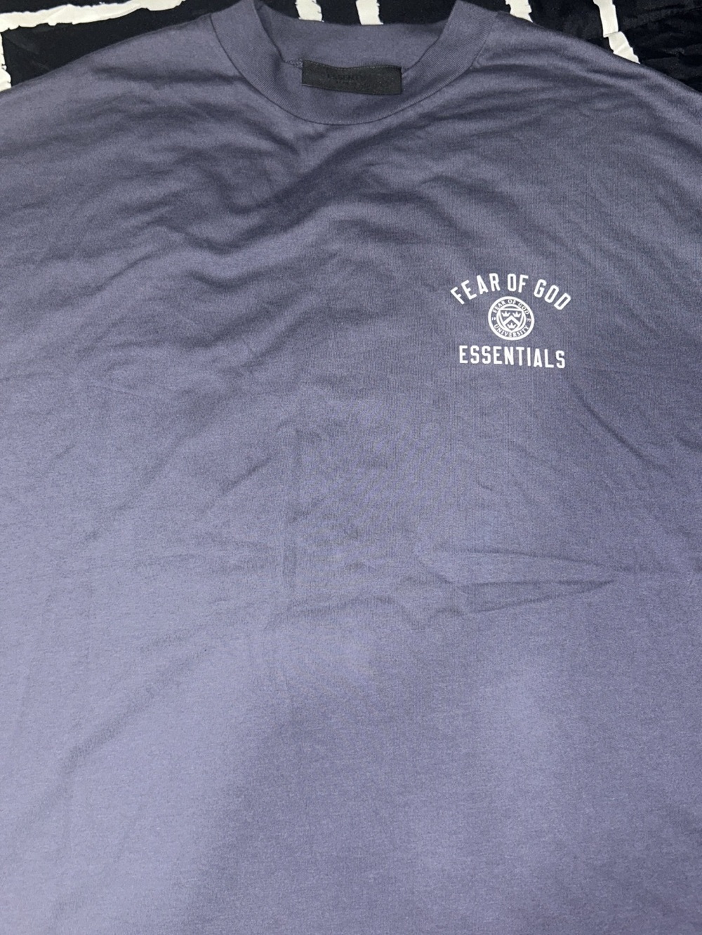 Essentials Fear of God Short Sleeve Tee in Navy Blue with White Logo